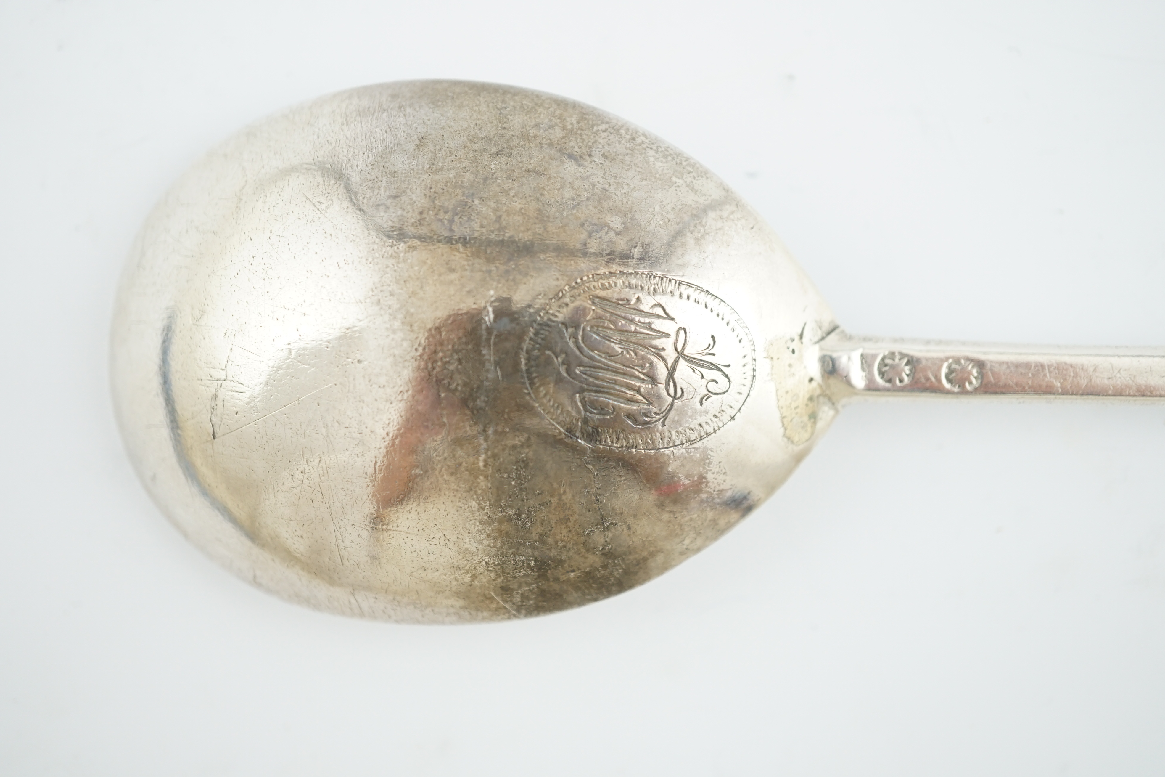 A Charles I West Country provincial parcel gilt silver apostle spoon, possibly Bristol